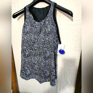 Longer-Length Racerback Tankini Top  Swinsuits for All  NWT. Black White Leopard